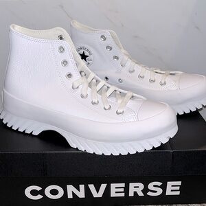 NEW Converse lugged 2.0 hi top leather sneakers white sz 8.5 men’s / 10.5 women